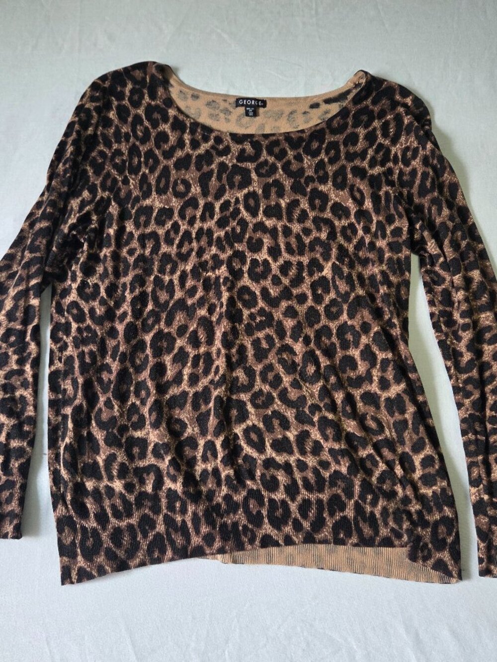 Women's George XXL Leopard print crew neck light long sleeve sweater